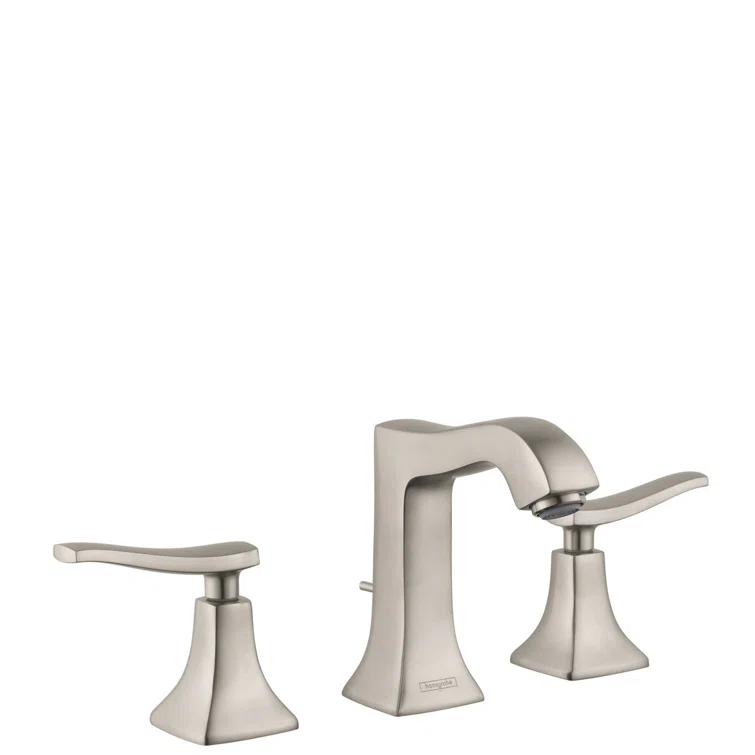 Polished Nickel Modern Widespread Bathroom Faucet with Brass Handles