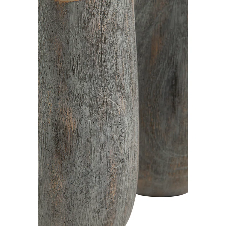 Antiqued Gray and Goldtone 13.98" Contemporary Resin Table Vase