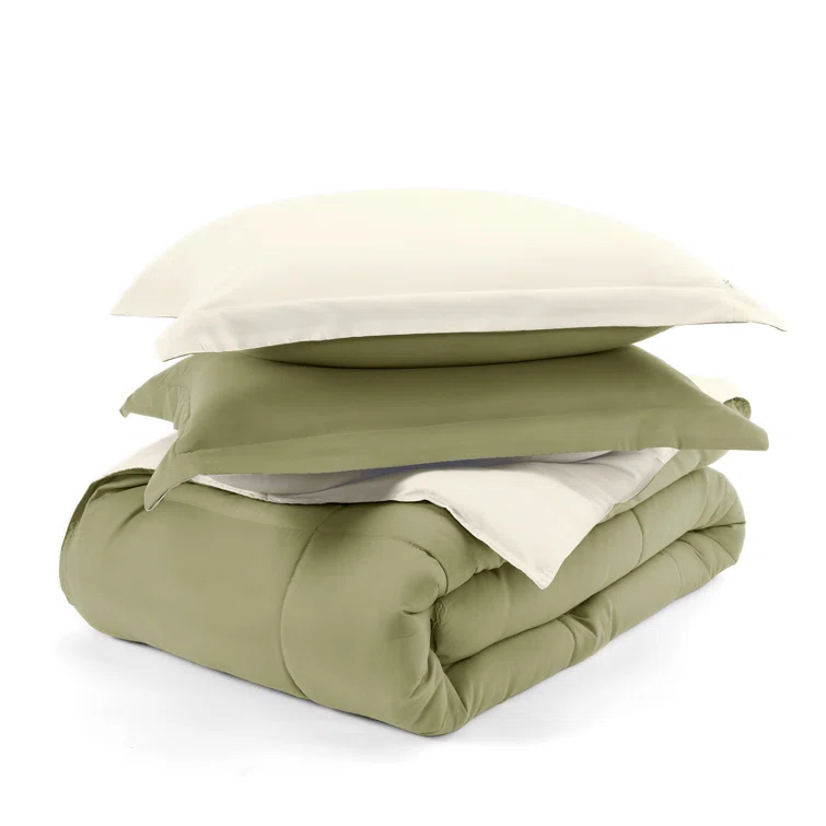 Sage Reversible Microfiber Down Alternative Comforter Set