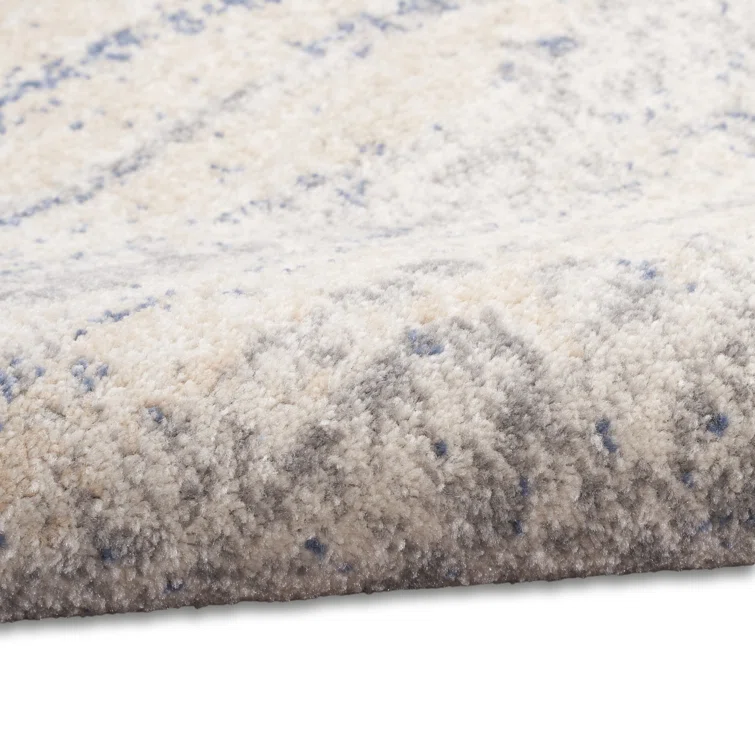 Gray Floral Synthetic 8' x 10' Non-slip Rectangular Rug