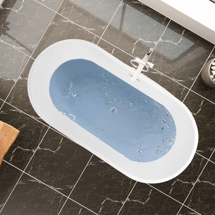 67'' White Acrylic Freestanding Soaking Bathtub