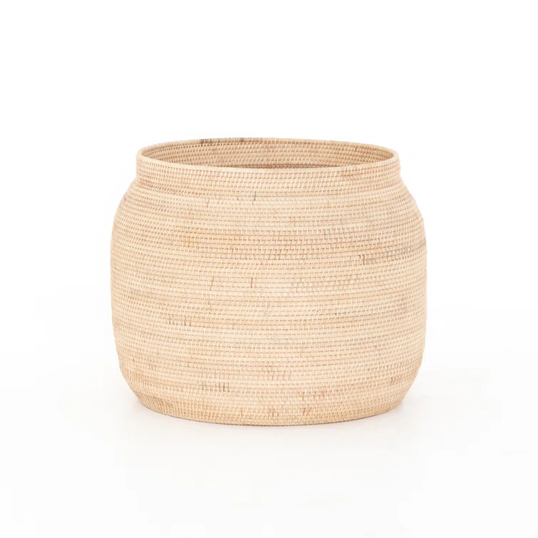 Coastal Rattan Round Storage Basket 24"x18.5"