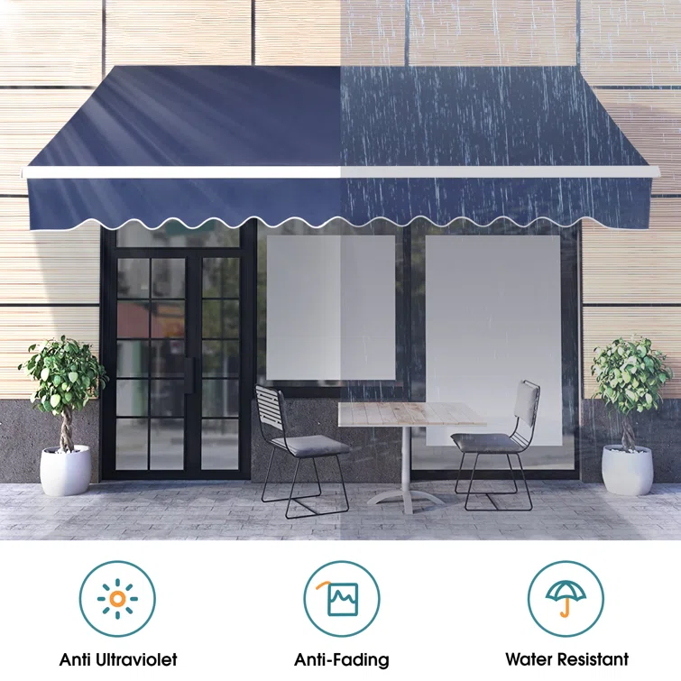 12'x10' Dark Blue Polyester Patio Awning Fabric Replacement