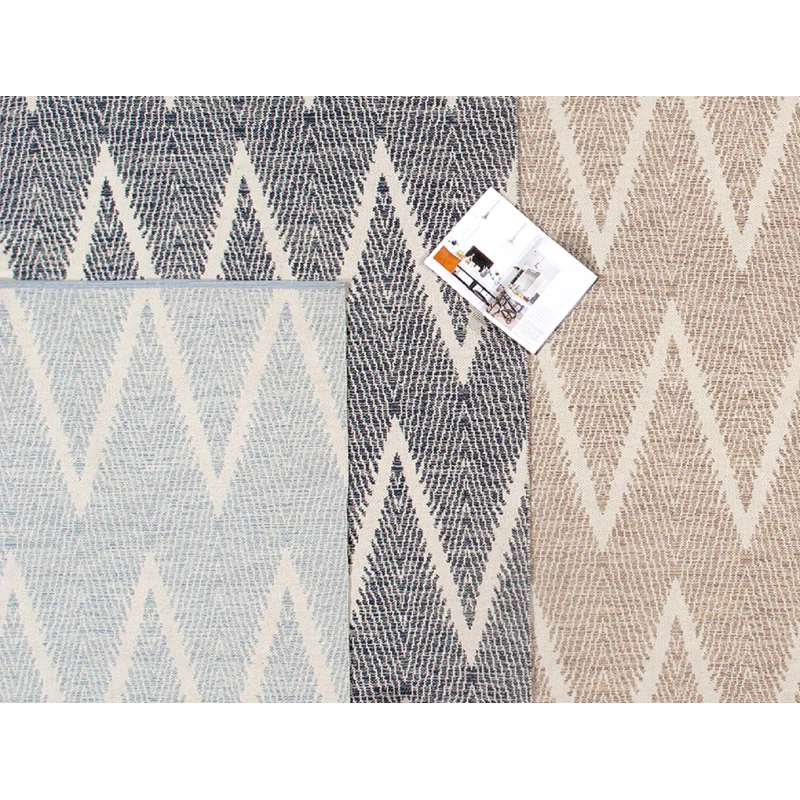 Contemporary Chevron Hand-Woven Cotton Rug, 5' x 8', Gray