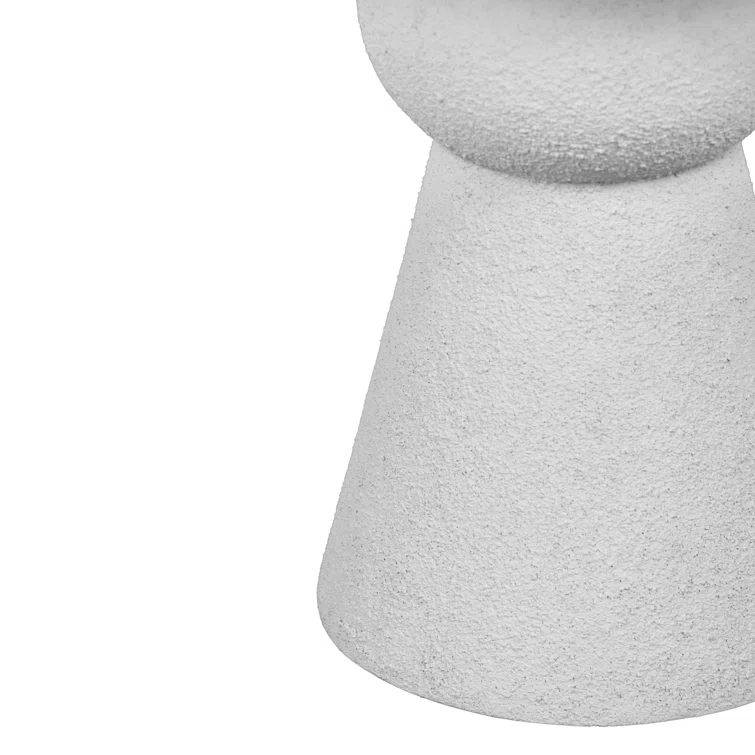 White Round Resin Pedestal End Table
