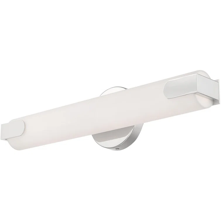 Polished Chrome LED Bath Vanity Light with Satin White Acrylic Shade