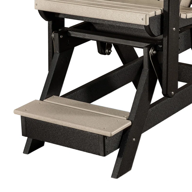 Weatherwood and Black High-Density Poly Resin Balcony Glider Chair