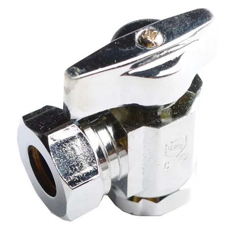 Chrome Quarter Turn Angle Stop Valve for Bathroom Faucets