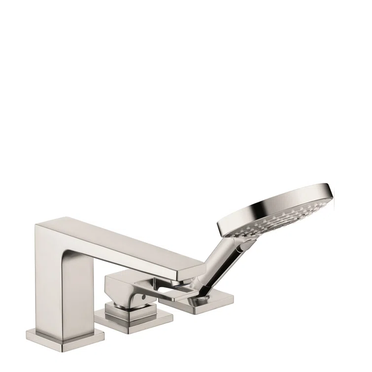 Elegant Brushed Nickel Deck Mounted Roman Tub Faucet with Handshower