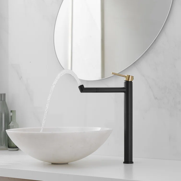 Matte Black and Gold Stainless Steel Single Handle Bathroom Faucet