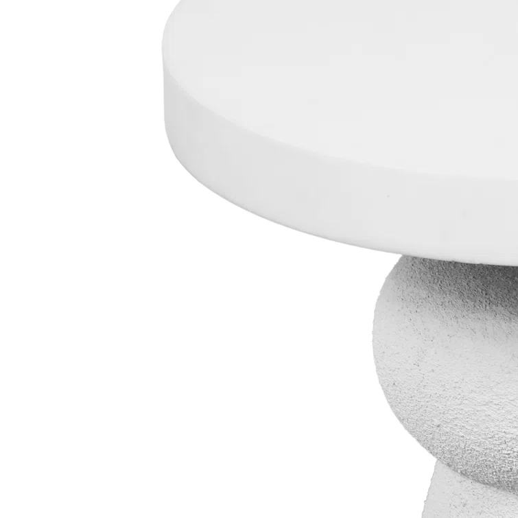 White Round Resin Pedestal End Table