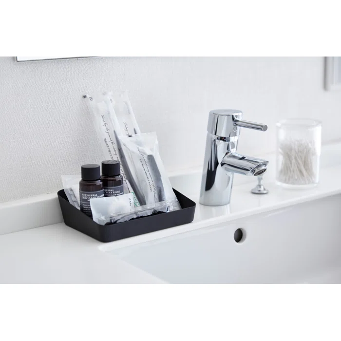 Sloped Steel Space-Saving Large Vanity Tray in Black