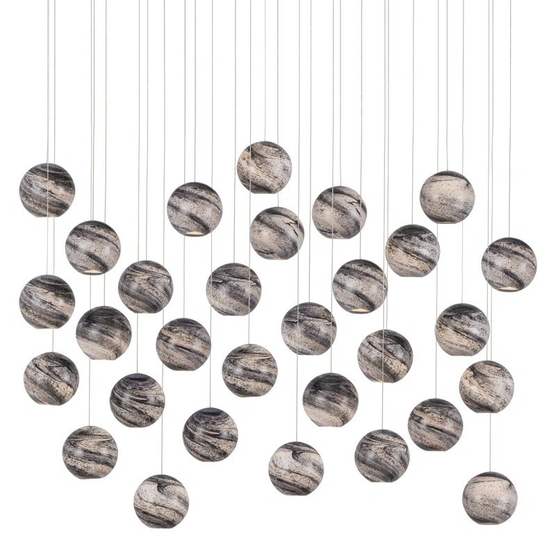 Palatino 30-Light Blue Marbled Glass Island Pendant