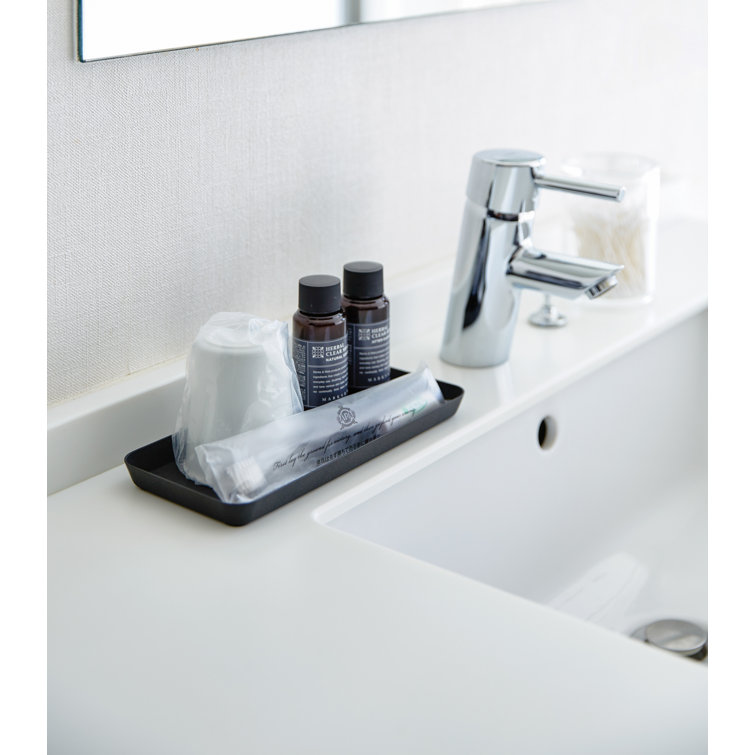 Sleek Black Steel Space-Saving Vanity Tray, 4" x 8.5"