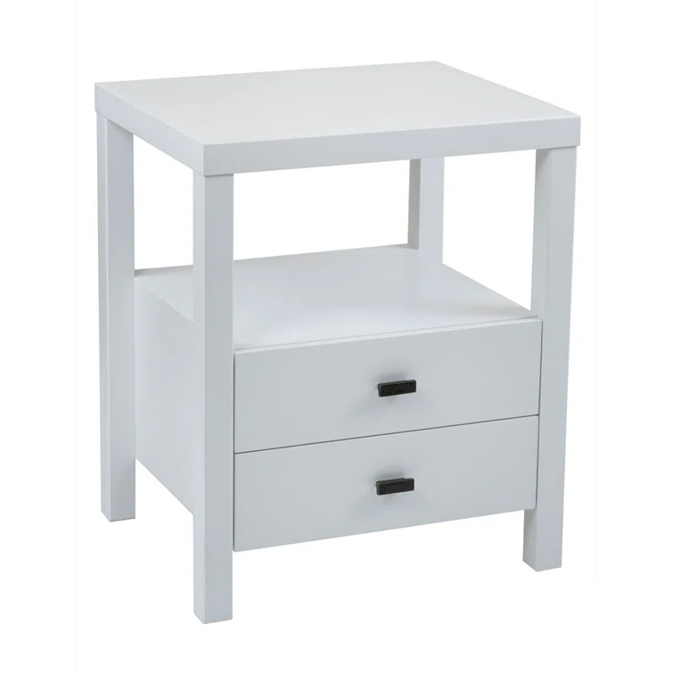 Westwood Modern White Solid Wood 2-Drawer Nightstand