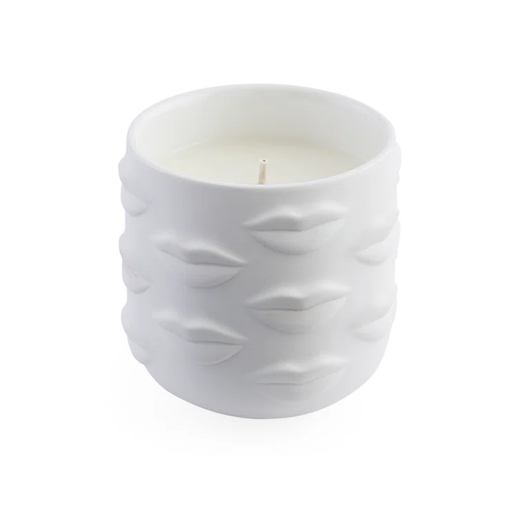 Elegant White Soy Scented Candle in Porcelain Jar, Woodsy Citronella Aroma