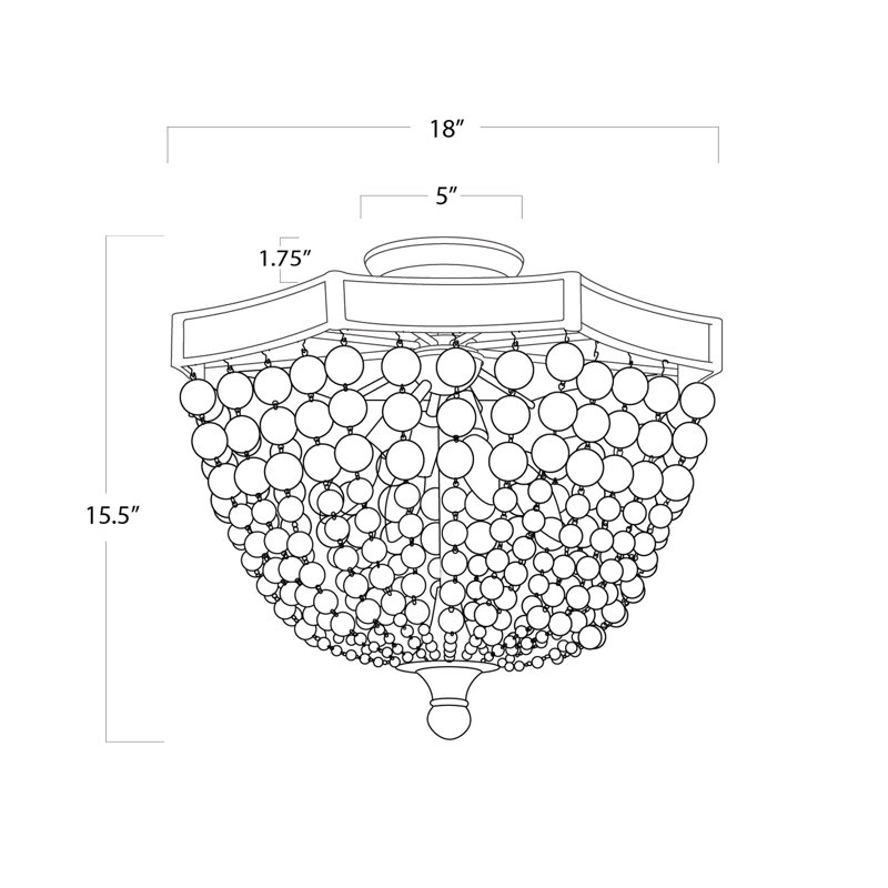 Regina Antique Gold 18" Crystal Bead 4-Light Flush Mount Ceiling Fixture