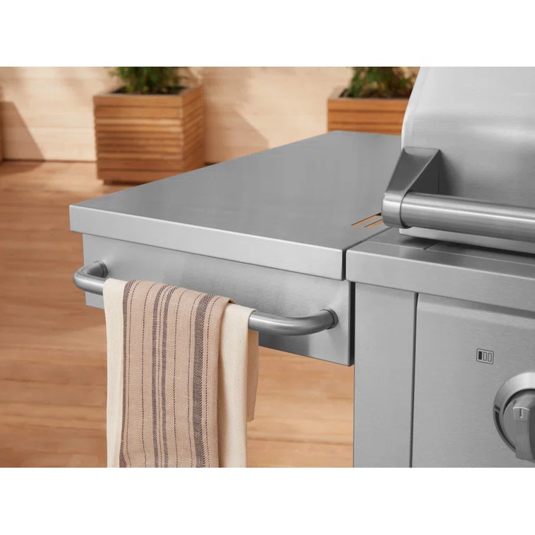 33-Inch Stainless Steel Natural Gas Grill Cart with Side Burner