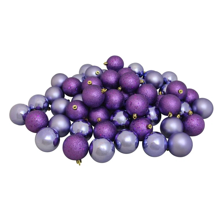 60-Piece Lavender and Purple Shatterproof Christmas Ball Ornaments Set