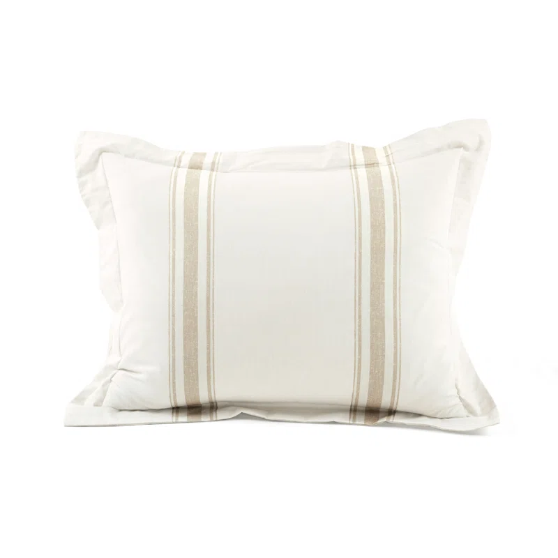 Neutral Twin XL Cotton Farmhouse Stripe Duvet Cover Set