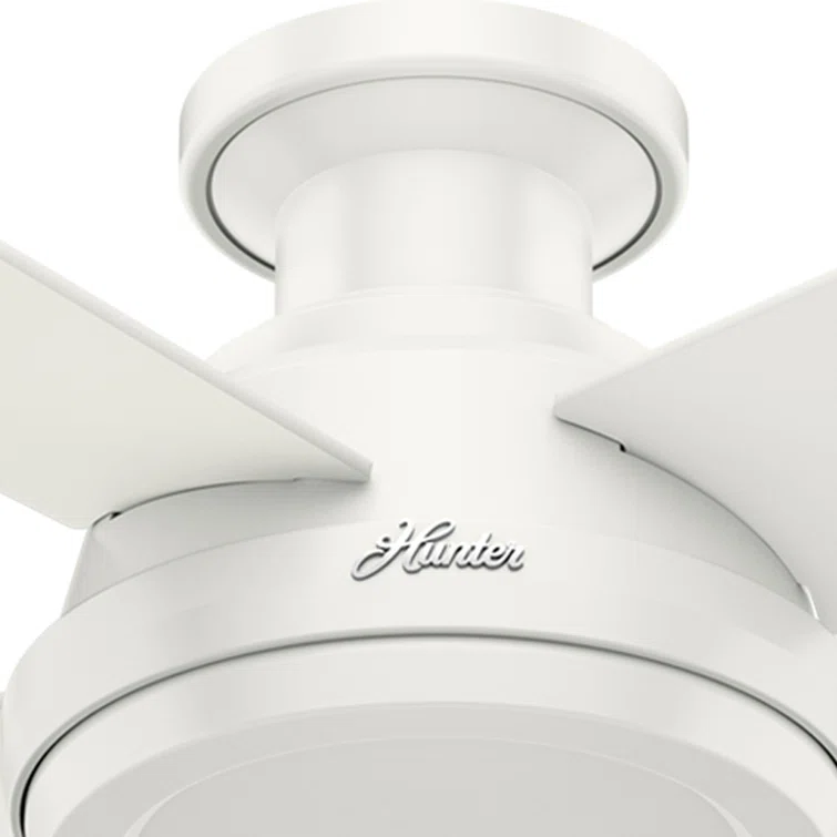 Dempsey 52" Fresh White Low Profile Ceiling Fan with Remote & Lighting