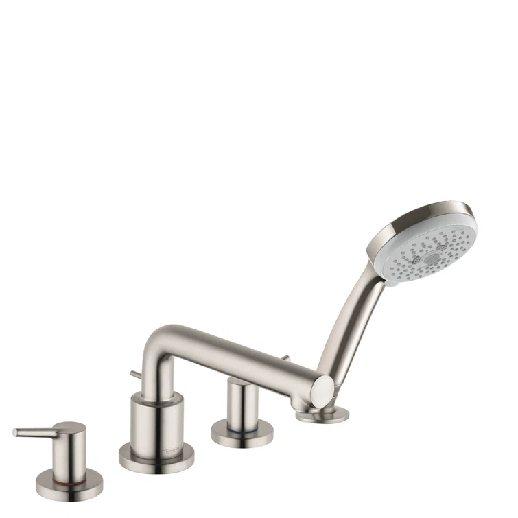 Brushed Nickel Modern Deck Mounted Widespread Faucet