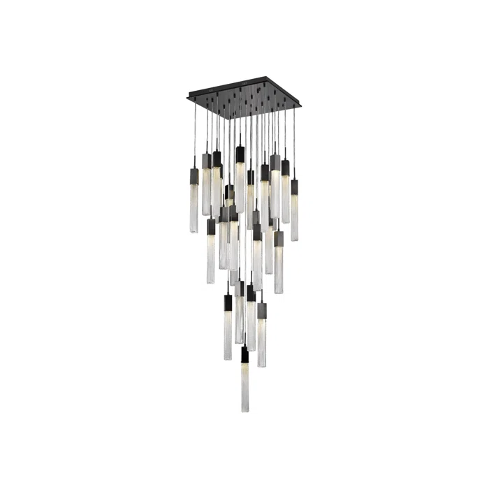 Boa 25-Light Dark Bronze Glass Cluster Pendant Chandelier