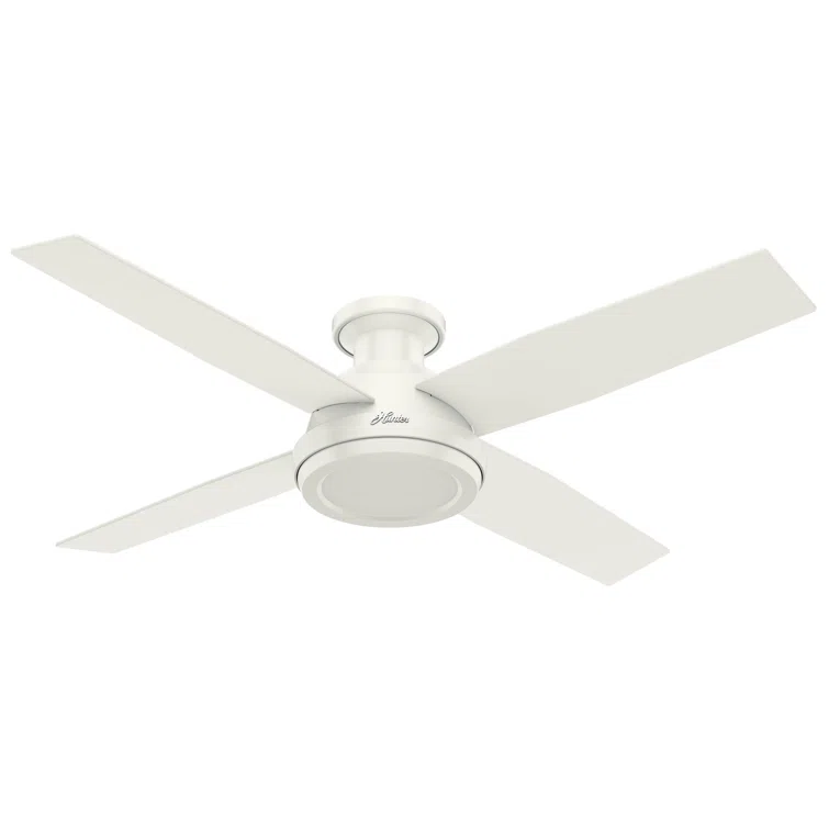 Dempsey 52" Fresh White Low Profile Ceiling Fan with Remote & Lighting