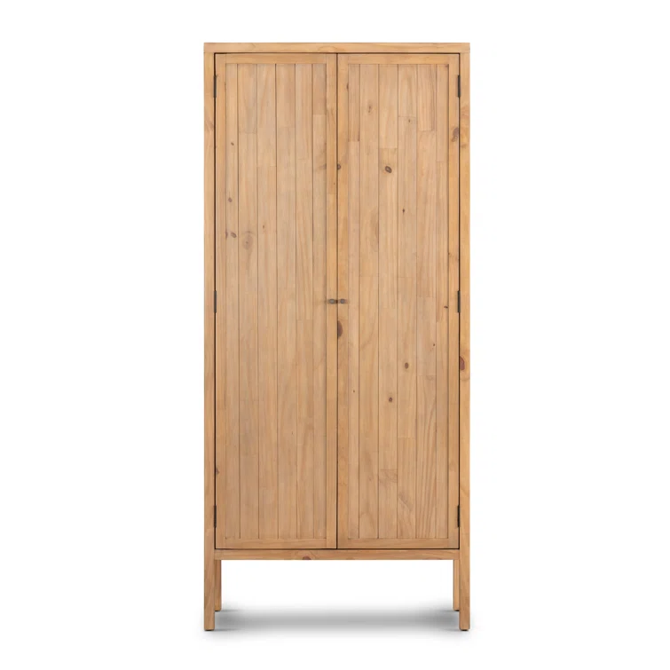 Nelia Smoked Pine Minimalist Armoire