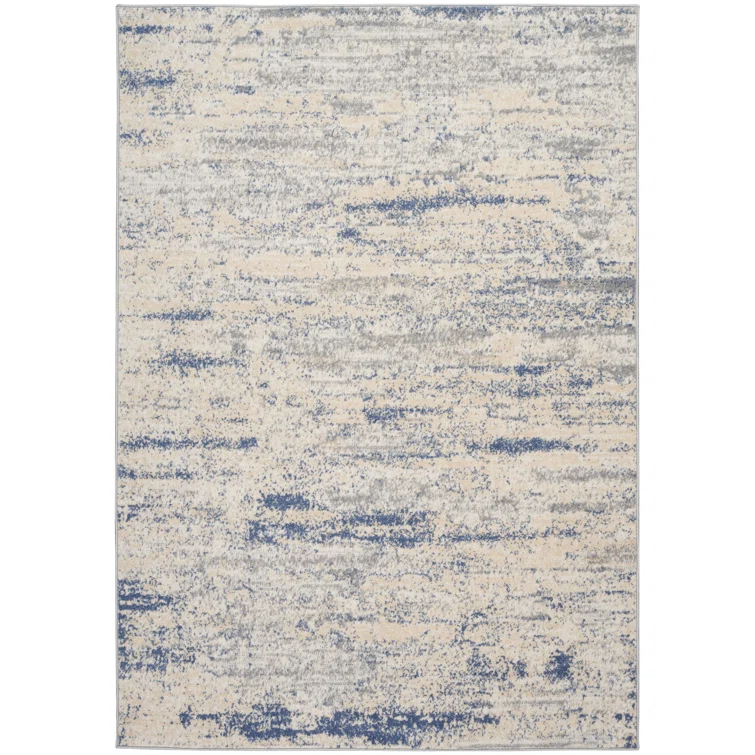 Gray Floral Synthetic 8' x 10' Non-slip Rectangular Rug