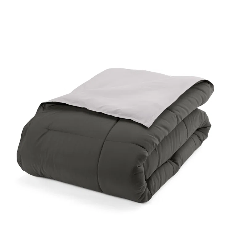 King Gray Reversible Down Alternative Microfiber Comforter Set