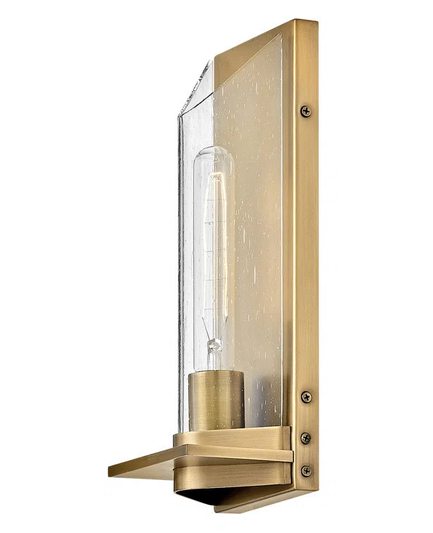 Astoria Heritage Brass 1-Light Dimmable Seedy Glass Vanity Light