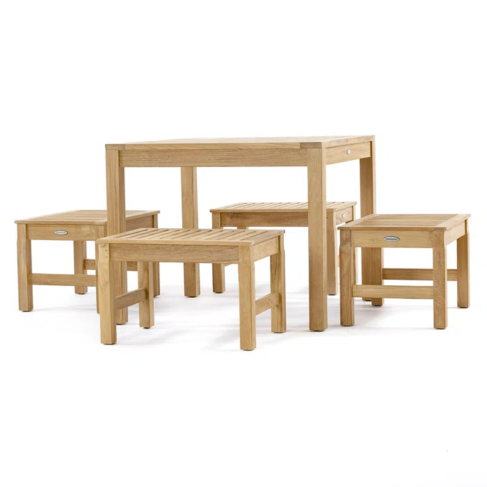 Westminster Square Teak Outdoor Dining Table with Large Levelers