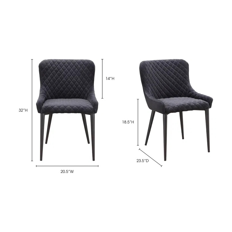 Contemporary Etta Dark Grey Velvet Upholstered Side Chair