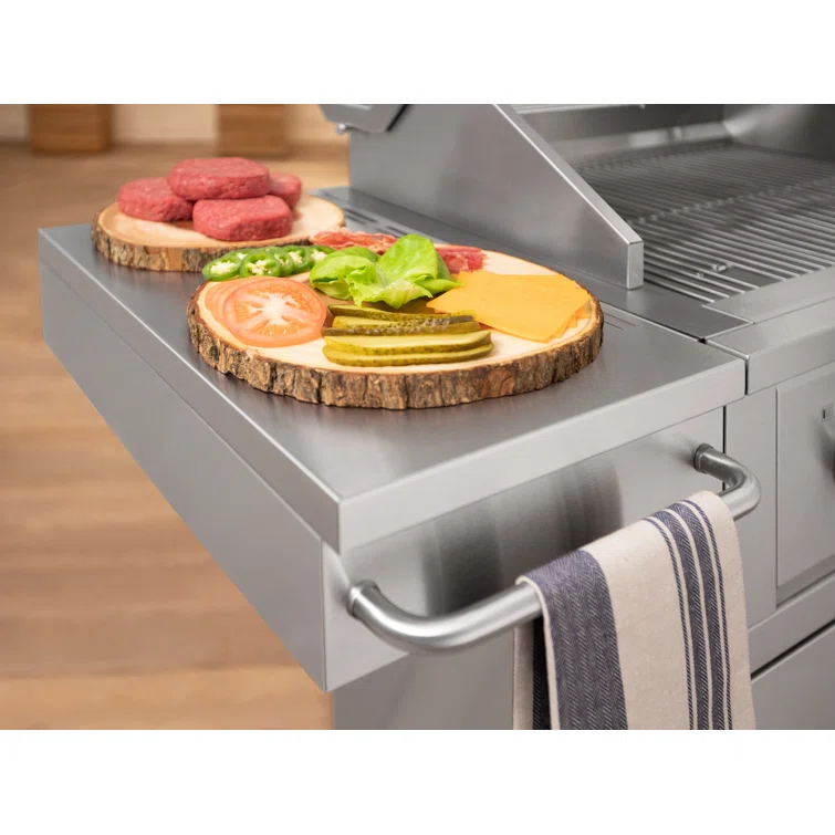 33-Inch Stainless Steel Natural Gas Grill Cart with Side Burner