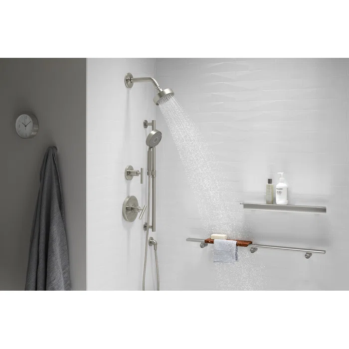 Purist 5.5" Vibrant Brushed Nickel Multifunction Showerhead with Three Sprays
