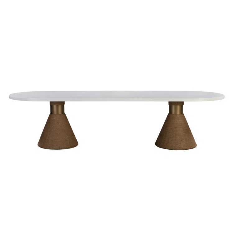 Contemporary Oval White and Brown Wood Dining Table
