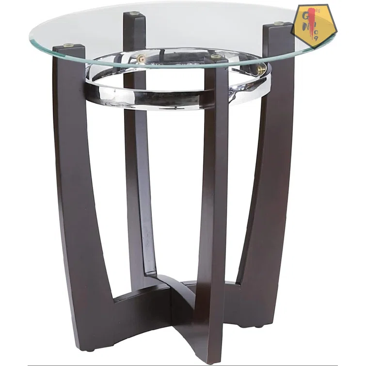 Espresso and Chrome Contemporary Round Coffee Table Set
