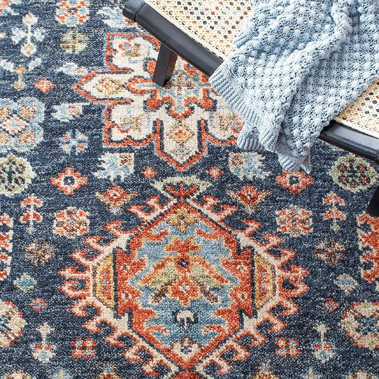 Samarkand Elegance Hand-Knotted Black Wool 8' x 10' Area Rug