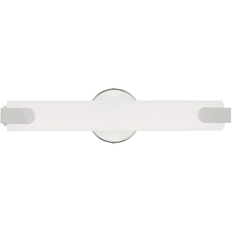 Polished Chrome LED Bath Vanity Light with Satin White Acrylic Shade