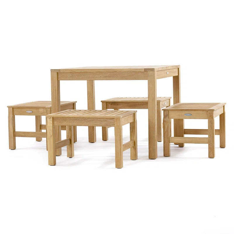 Westminster Square Teak Outdoor Dining Table with Large Levelers