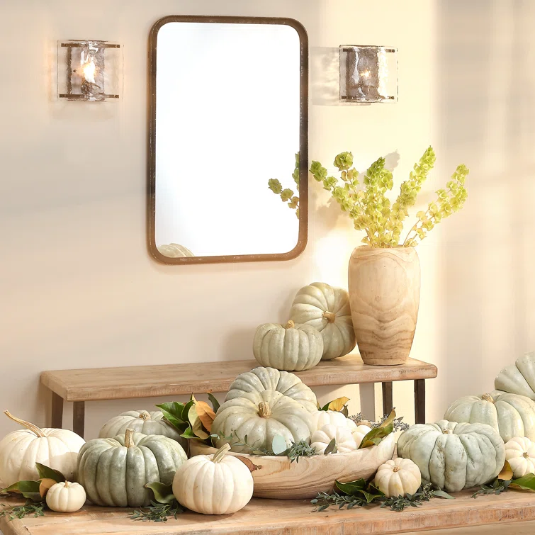 Elegant Rectangular Wood and Gold Dresser Mirror