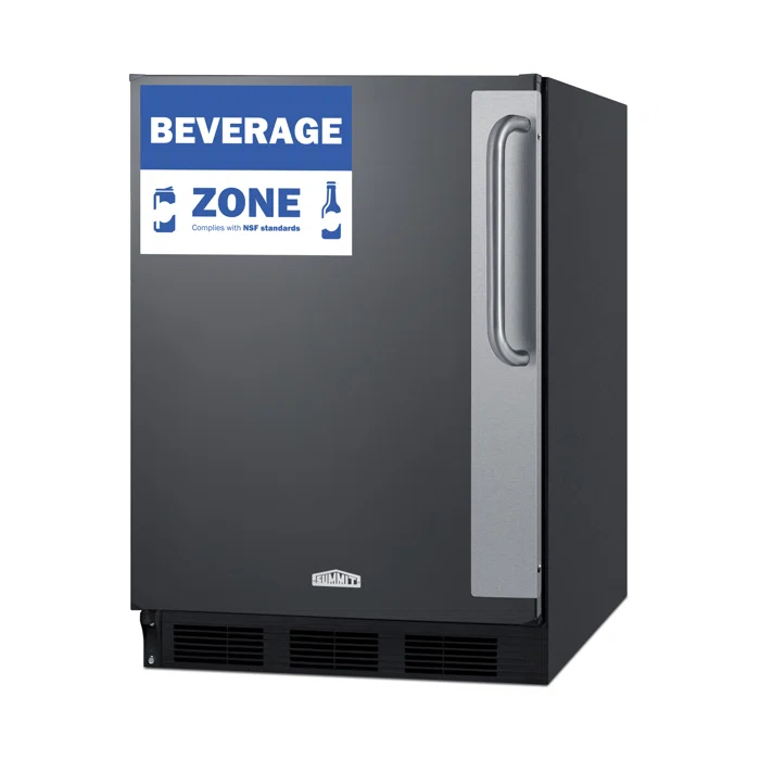 Sleek 24" Undercounter Smart Refrigerator with Stainless Steel Handle - Black