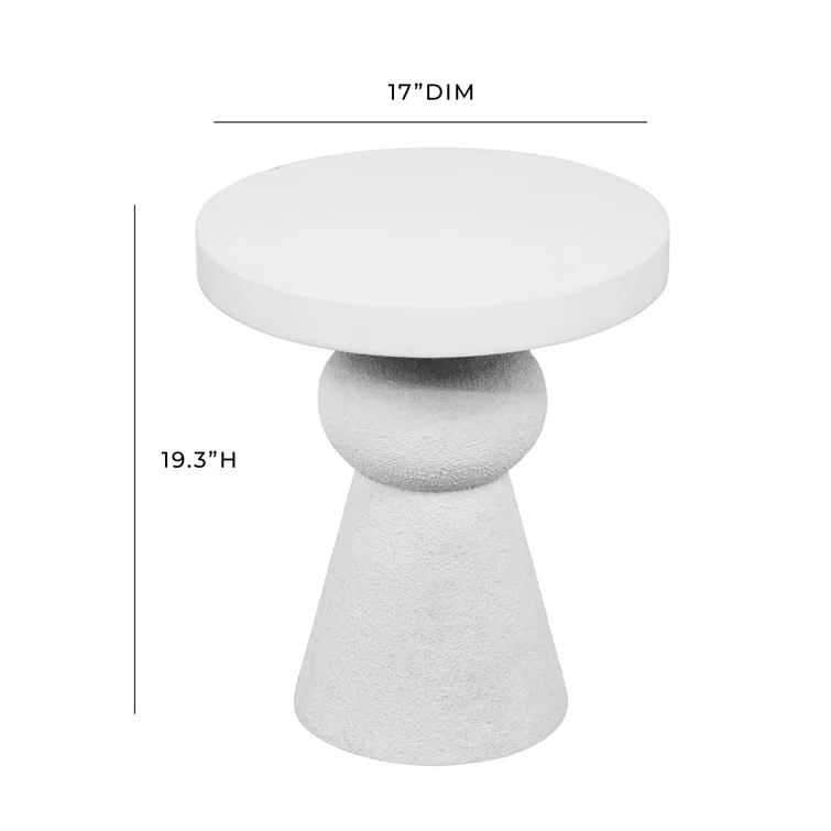 White Round Resin Pedestal End Table
