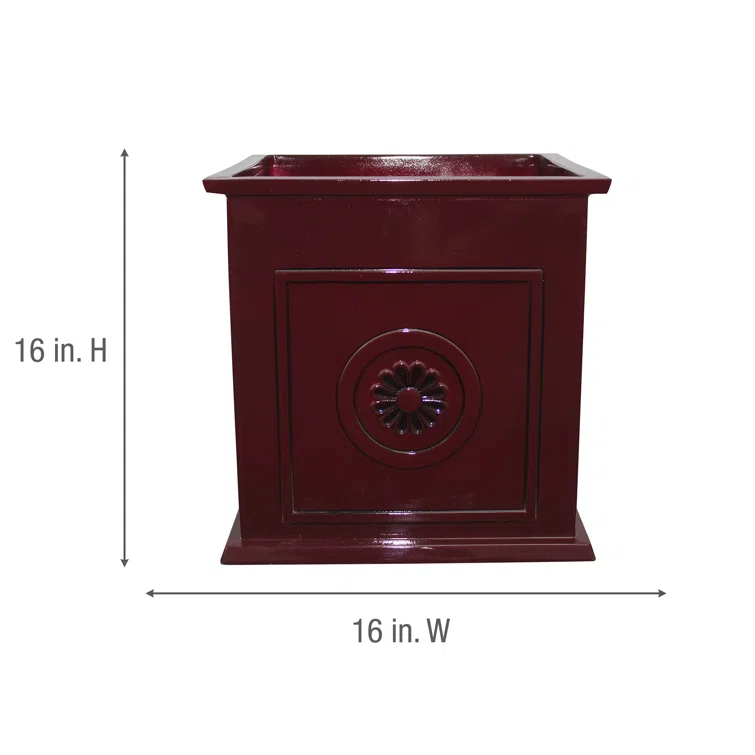 Colony Square 16" Oxblood Resin & Ceramic Outdoor Planter