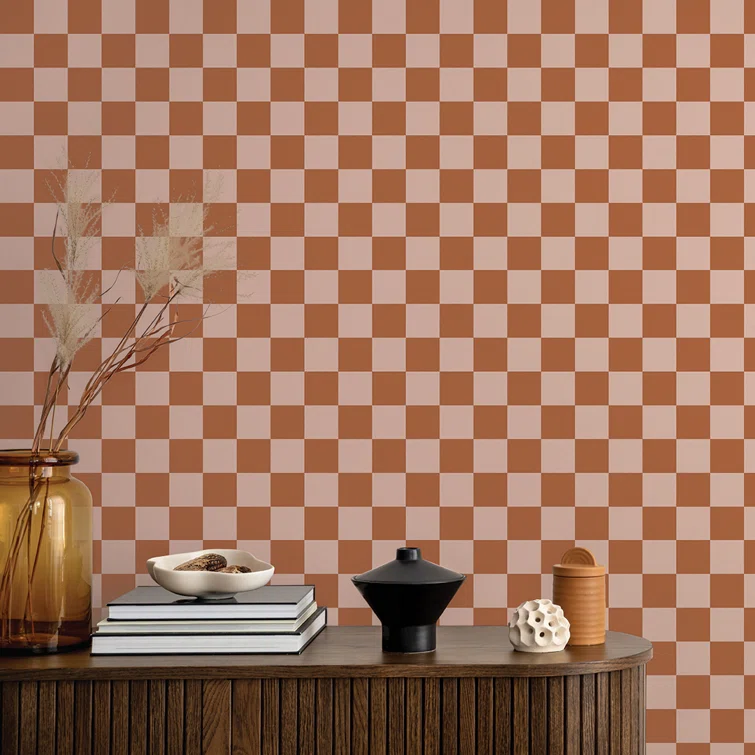 Retro Blush Checkered Peel and Stick Vinyl Wallpaper