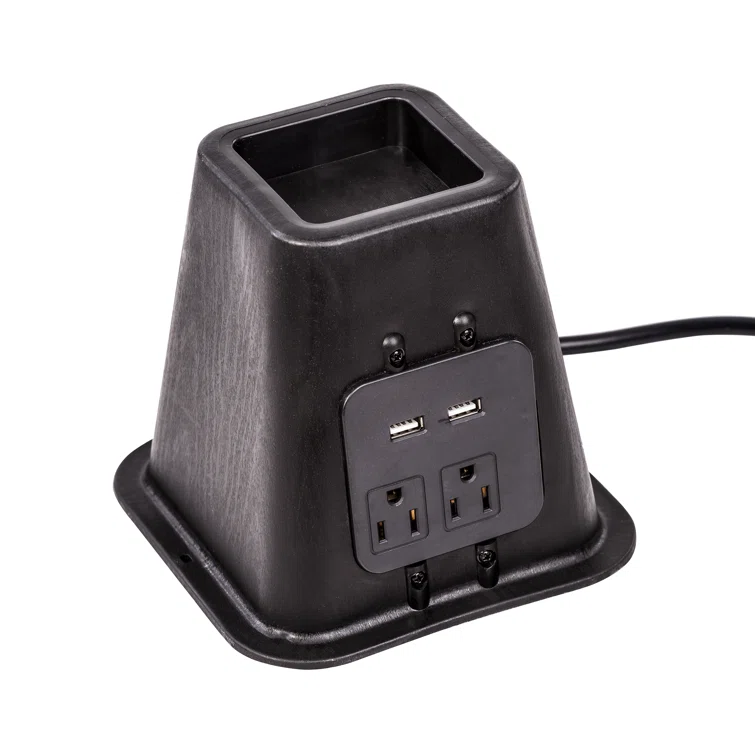 Black Plastic Bed Risers with Power Outlets and USB Ports