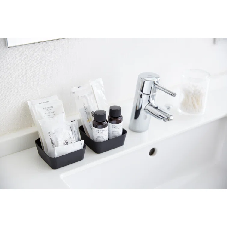 Yamazaki Minimalist Black Metal Vanity Accessory Tray