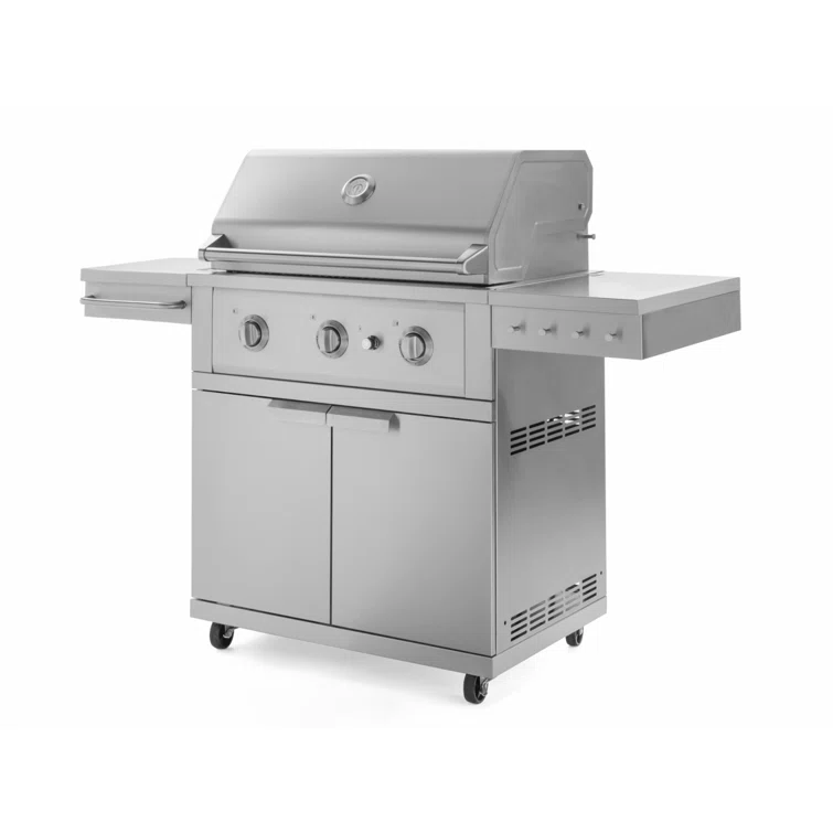 33-Inch Stainless Steel Natural Gas Grill Cart with Side Burner