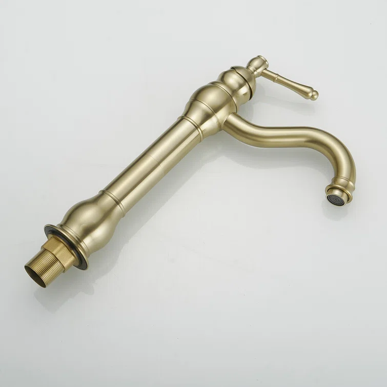 Brushed Gold Single Handle High-Arc Vessel Sink Faucet